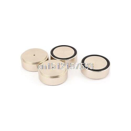 4 Pcs 58x22mm Gold Tone Aluminum CD PC Audio Speaker Amplifier Feet Pads