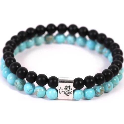 6pcs Natural stone double circle 6mm beads Blue white turquoises Bird seed stone bracelet Healing Amulet for jewelry hand making