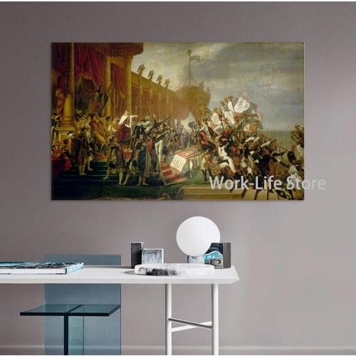 Jacques Louis David Army in Plaza DE Mayo Oath to the Emperor Oil Painting Print on canvas Wall Picture Home Decor free shipping