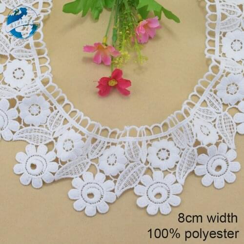 8cm width white polyester embroidery lace french lace ribbon fabric guipure diy trims warp knitting sewing Accessories#4060
