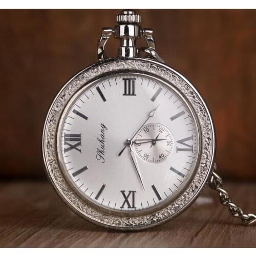 New Silver Small Seconds Design Mechanical Pocket Watches Retro Steam Hand Winding Steampunk Vintage Pocket Watch for Men Women