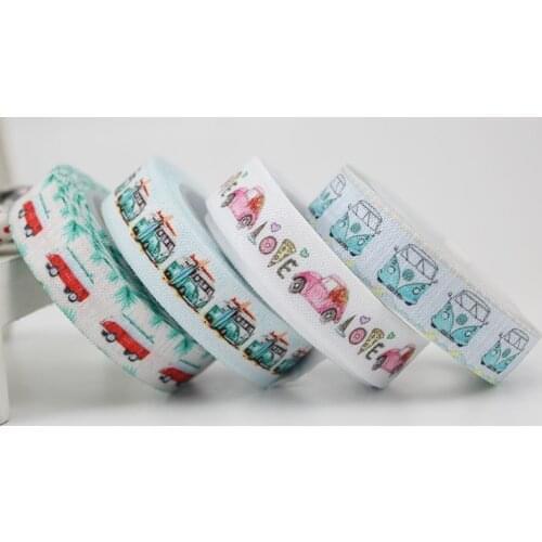 5/8" 16mm camper printed fold over elastic ribbon DIY elastic hair ties band clothing accessories headwear elastic band