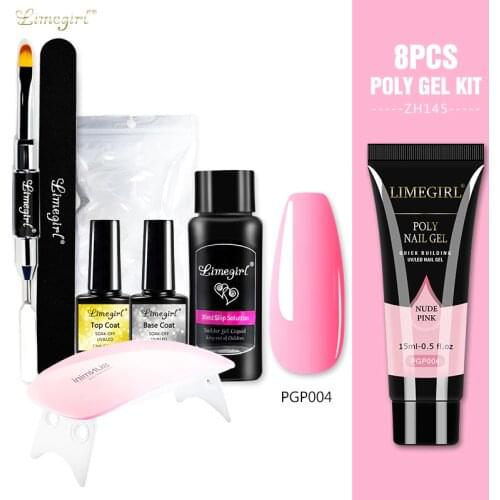 8pcs/Set Poly Nail Gel Polish Gel Nail Kit 15ml Glitter Quick Building Poly UV Nail Polish Gel Extensions Acrylic Gel Nails Art