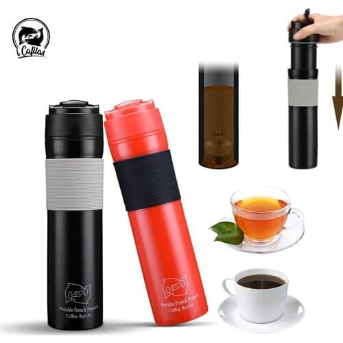 350ML Coffee & Tea Portable French Press Coffee Maker Coffee Bottle Insulated Travel Mug Hand Pressure Coffee Machine For Car