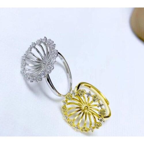 New Style 925 Sterling Silver Finger Ring Settings Adjustable Ring Findings Jewelry Parts Fittings Accessories for Pearls