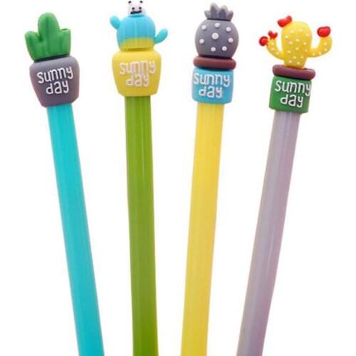 2pc Cute Succulent cactus potted Gel Pen Cartoon Office School Supplies Black Signature Pen Kawaii Exam Pen Korean Stationery