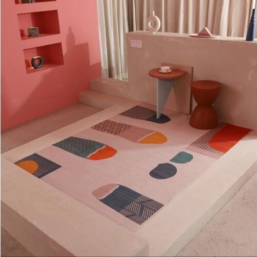 INS Luxury Nordic Living Room Geometric Carpet Living Room Home Thick Rug for Bedroom Sofa Coffee Table Mat Study Room Area Rug
