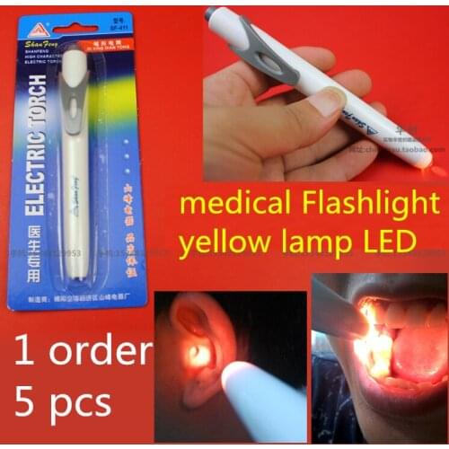 Medical Surgical Penlight Pen Light Flashlight Torch With Scale First Aid mouth ear care inspection lamp yellow LED oral cavity