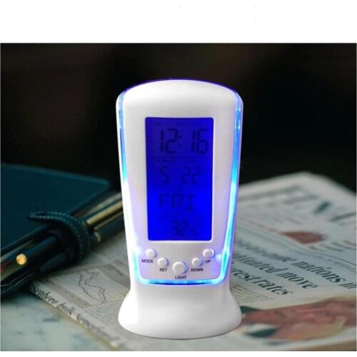 Cute little alarm clock LED nightlight music alarm temperature display lazy snooze function