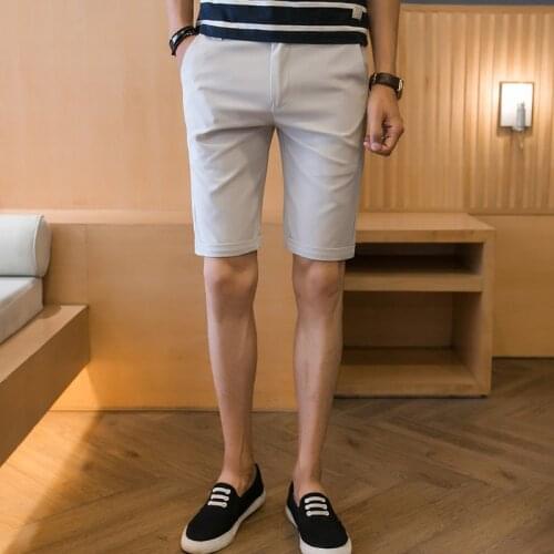 2018 Summer pure white mens shorts , Cozy casual slim slim shorts men , High quality thin shorts men