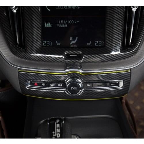 Carbon Fiber Style Control Audio Adjustment Knob Panel Trim Cover For Volvo XC60 2018 Car Styling Interior Accessories