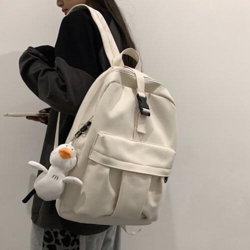 Solid Color Couple Backpack Women Men Large Capacity School Backpacks for Teen Harajuku Ulzzang Mori Versatile Travel Bag Ladies
