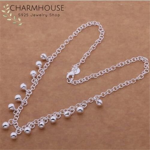 Pure 925 Silver Necklaces For Women Bells Pendant Necklace Chain Collier Femme Wedding Bridal Jewelry Accessories Bijoux Gifts