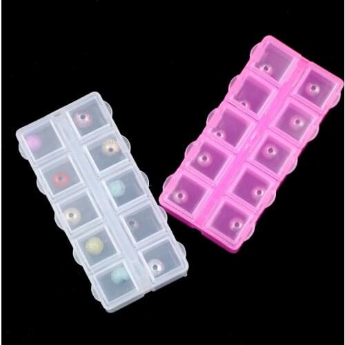 YHBZRET Rectangle small 10 Grid Plastic Storage Box packaging transparent Tool Earring Jewelry Beads Bin Case Craft Organizer