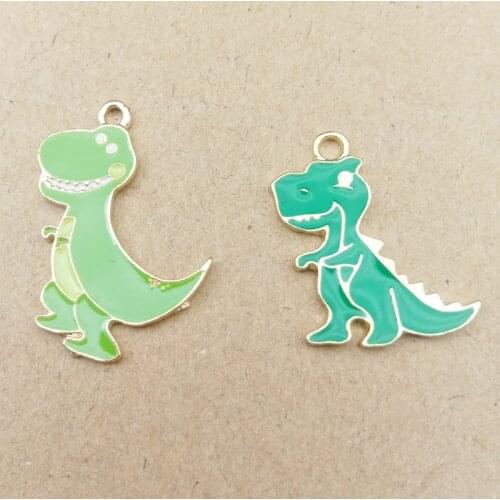 10pc 19*23mm Alloy Material Fashion Enamel Dinosaur Shape Charm Oil Drop Pendant For Earring/Necklace DIY handmade Jewelry