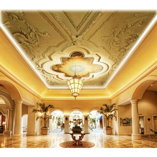 Ceiling wallpaper European style hand-painted three-dimensional oil painting ceiling murals living 3d wallpaper
