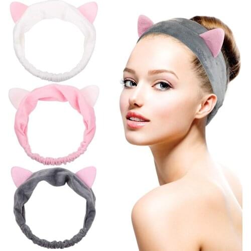 Women Cute Cat Rabbit Ears Hair Band For Wash Face Makeup Sport Headbands Girls Purple Blue Headband Hair Bands Hair Accessories