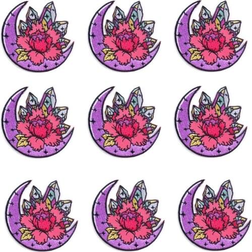 Prajna 10 PCS Gem Flower Patch Iron On Patches Cartoon Embroidery Patches For Clothing Sticker For Jacket DIY Wholesale Applique
