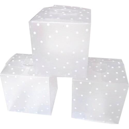 Translucent Candy Box Polka Dot Matte 4x4x4cm For Baby Girl Holiday 10pcs PVC Party Gift Wedding Decor Food Storage