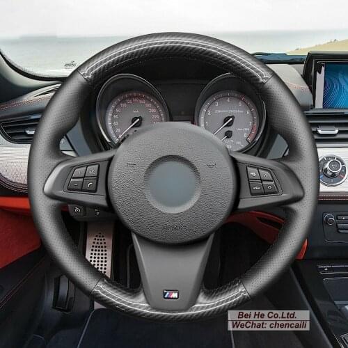 DIY Hand Stitching PU Carbon Fiber Black Leather Car Steering Wheel Cover for BMW Z4 E89 2016-2020
