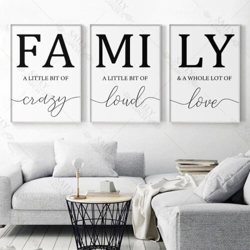 Nordic Minimalist Posters and Prints Family Sign Wall Art Picture Letter Family Quote Love Home Decor for Living Room Bedroom