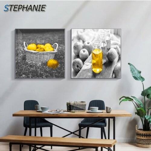 Modern High Tea Poster Modern Juice Bread Canvas Art Abstract Grey Wall Pictures for Dining Room Restaurant Cafe Wall Art Decor