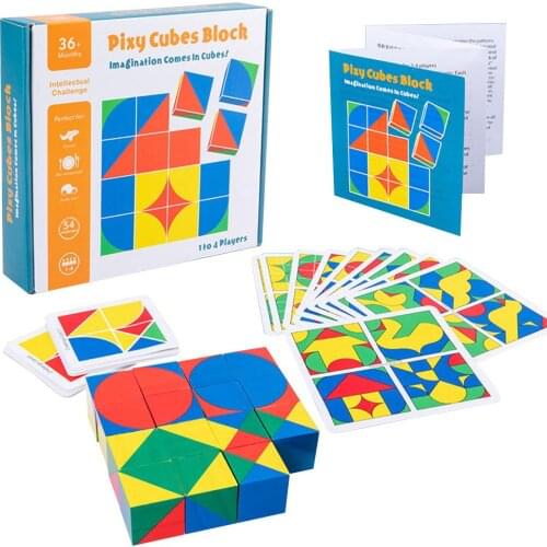 Building Blocks Jigsaw Puzzle Set Educational Toys Wooden Pattern Blocks Set Stimulate Childrens Creativity