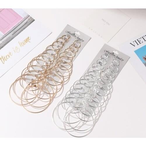 SUMENG 2020 New Fashion 12 Pairs Hoop Earrings Set Big Circle Earring Steampunk Ear Clip Korean Earrings For Women Jewelry Gifts