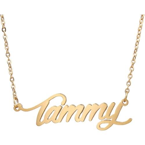 Tammy Name Necklace Personalised Stainless Steel Women Choker 18k Gold Plated Alphabet Letter Pendant Jewelry Friends Gift