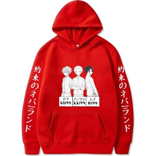 Anime The Promised Neverland Hoodie Long Sleeve Loose Hip Hop Unisex Cloths Aesthetic Camisas Clothing Shirt