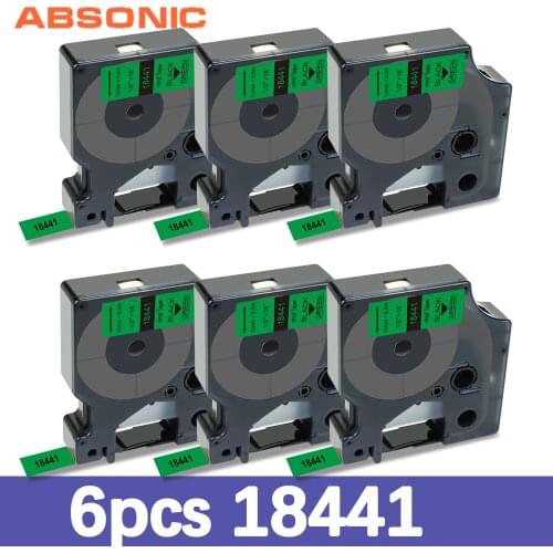 Absonic 6PK 12mm Label 18441 Compatible Rhino Industrial Vinyl Label Tape Black on Green for Rhino 4200 5200 Label Maker Machine