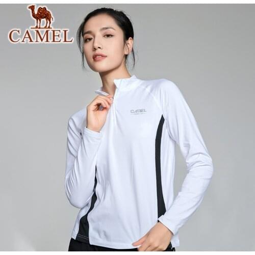 CAMEL Sports T-Shirt Baseball Women Long Sleeve Winter Keep Warm Spring Breathable Windproof Zipper Fitness Tops