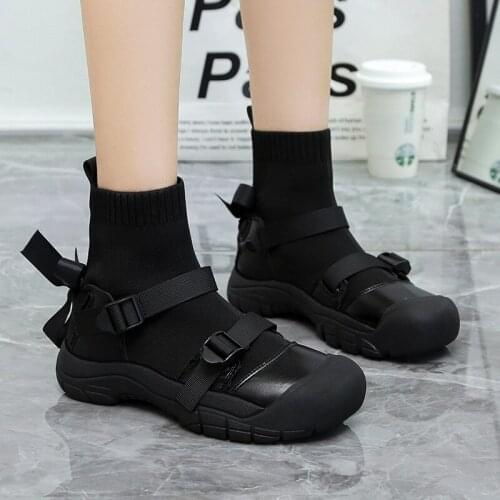 2021 New Stretch Socks Boots Women Shoes Fashion Flat Heel Casual Platform Shoes Women Net Red Knitted Fringed Booties Hot