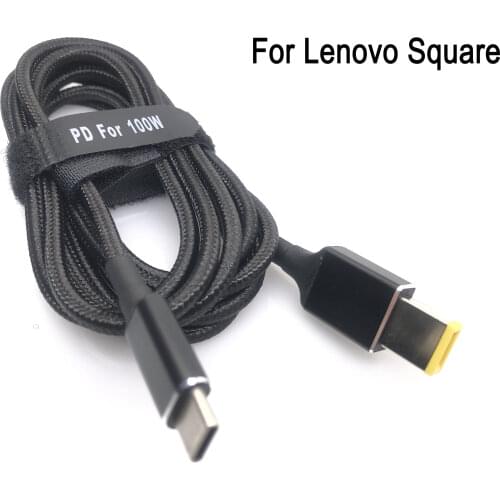 1pc 100W Type C USB C Fast Charging Cable DC Power Adapter Converter for Lenovo Thinkpad 20V 2.25A 3.25A 4.5A Laptop Charger
