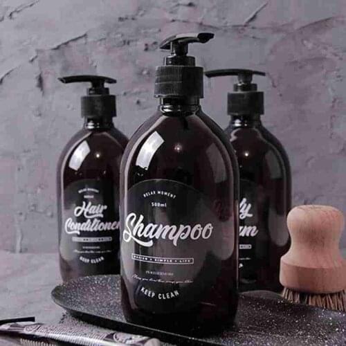 500ml Soap Shampoo Bottle Bathroom Body Wash Hair Conditioner Dispenser Brown Plastic Bath Set Refillable Lotion Storage Tools