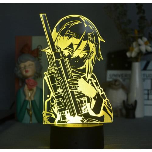 3d Led Lamp Anime Sword Art Online Sinon Figurine Deco for Bedroom Decor Nightlight Birthday Gift Room Led Night Light Manga SAO