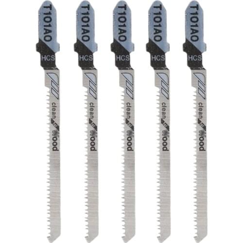 5 Pcs T101AO HCS T-Shank Jigsaw Blades Curve Cutting Tool Kits For Wood Plastic