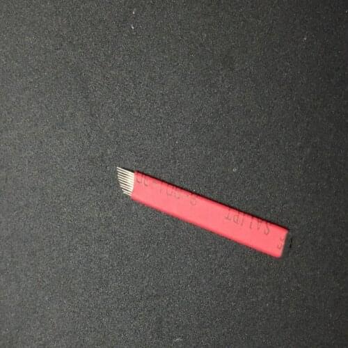50 Pcs 0.25mm Red Flex 11 Tattoo Needles Microblading Blades Permanent Makeup Microblading Needles for 3D Eyebrows Manual Pen