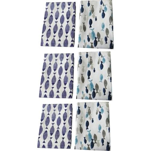 6Pcs Cotton Table Napkins Cloth Tea Towel Absorbent Scouring Pad Reusable Kitchen Towels Cleaning Cloth Handkerchief Party Dinne