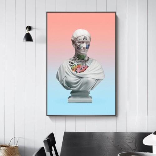 Abstract Vaporwave Sculpture Canvas Art Posters Graffiti Art Of David Canvas Paintings on the Wall Street Art Picture Wall Decor