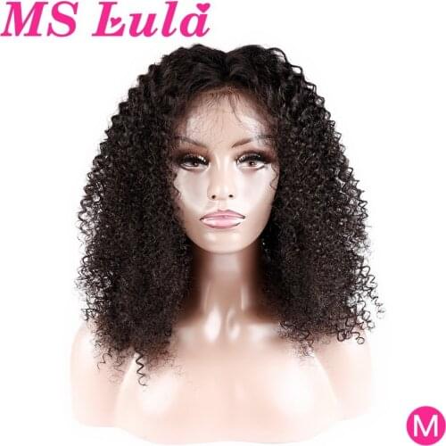 Afro Kinky Curly Wig Pre Plucked Brazilian Hair Wigs MS Lula Remy 150 Density 13x4 Lace Front Human Hair Wigs For Black Women