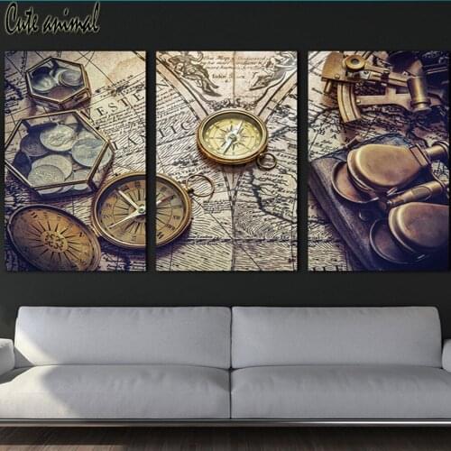 Diamond Embroidery 3pcs DIY Diamond Painting World map retro nautical map Cross Stitch kit Diamond mosaic Full Square Drill