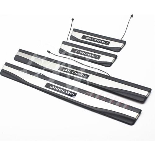 Car Styling Stainless Steel Led Door Sill Scuff Plate Guard Sills Protector Trim For Kia Picanto