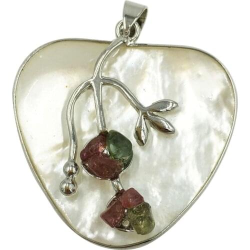 Free Shipping Women Fashion Jewelry Beautiful Mother of pearl Shell Art Heart Flower Pendant Bead 1pcs C8033