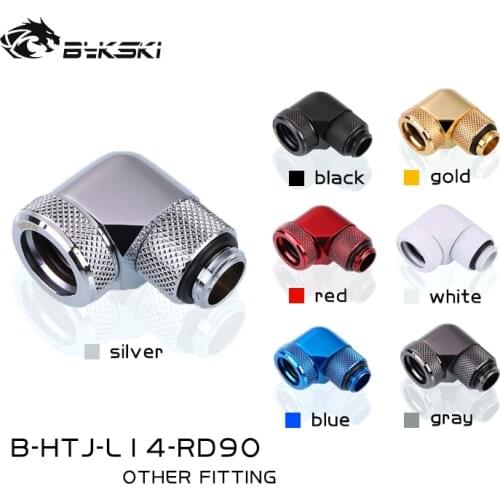 Bykski B-HTJ-L14-RD90 90 Degree Fitting For OD14mm Rigid Tubing Dual Female/Male-FemaleRotary Connector G1/4 Hand Compression