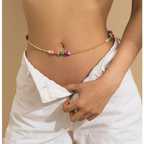Rainbery Bohemia Fashion Waist Chain Natural Stones Multicolour Beads Multi Layered Decor Waist Jewelry Belly Chain for Women