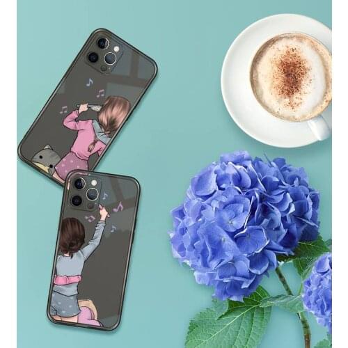 Girls Bff Best Friends Forever Phone Case For iPhone 13 12 11 8 7 se 2020 pro X XS XR MAX Plus Black Transparent Cover