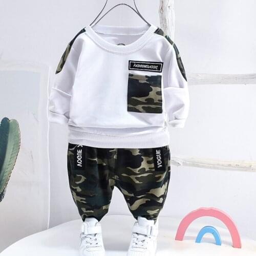 Children Cotton Autumn Baby Boy Patchwork Camouflage T-shirt Pants 2Pcs/sets Infant Outfit Kid Fashion Toddler Casual Tracksuit