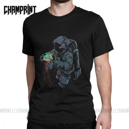 Jellyspace T-Shirts Men Pure Cotton T Shirt Space Stars Galaxy Sci Spacesuit Spaceman Astronaut Short Sleeve Tees Gift Idea Tops