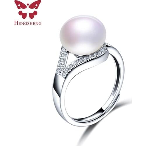 HENGSHENG 2021 Elegant Ring of Natural Freshwater Pearl Female Rings Birthday Gift For Wome 925 Sterling Silver Pearl Jewelry